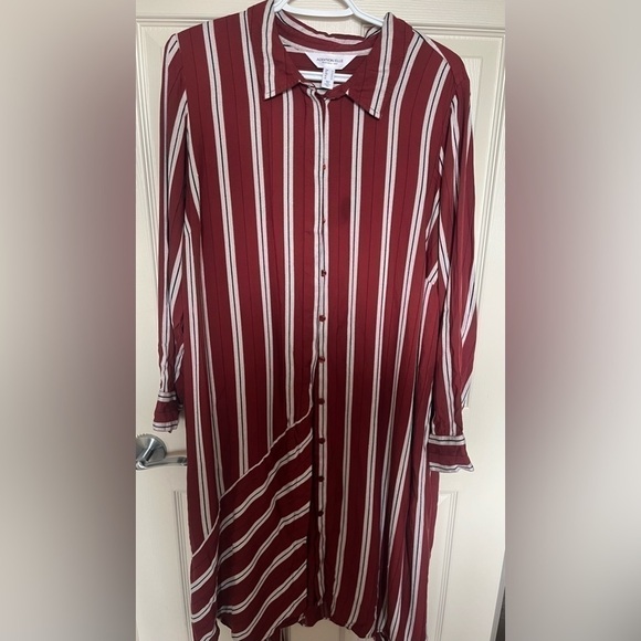 RED Striped Blouse Dress - Picture 2 of 5